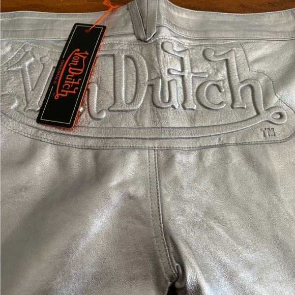Von Dutch Silver Metallic Jean-Style Shorts New with tags - Picture 3 of 8